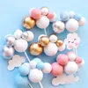 Multicolor Ball Cake Topper Clouds Cake Insert Card Baby Shower Happy Birthday Party Dessert Baking Decor Wedding Supplies