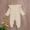 0-6 mes Invierno Niños Bodysuit Footies Lindas Chicas Lindas Manga larga Soporte de punto sólido