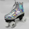 Inline rullskridskor pu läder vuxen dubbel rad rullskridskor skor patines glidande inline quad skridskoåkning sneakers träning med 4 hjul y240410