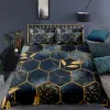 Ensemble de litière géométrique douce King Queen size Modèle en nid d'abeille 3D Couvercle de couette imprimée avec taies d'oreiller chambre décorative