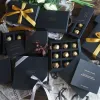 4 Size Kies 10Set Elegant Valentine Chocolade Paper Box Goud Zwart Design Wedding Kerstverjaardag Candy Packaging