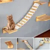 Muur gemonteerde huisdier katten wandmontage trap kat krabben post tree cat sisal en massief hout ladders kitten hangende meubels