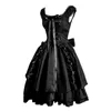 Повседневные платья Женщины винтажные стройные повязки готические платья Lolita Классическая черная слоя