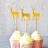 3st/Lot Glitter Deer Cake Topper för födelsedagsfest cupcake efterrätt bakförsörjning efterrätt insatt bunting djur diy flagga