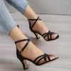 Sandals Design Women's 2024 High Quality Summer Ladies talons élégants orteils ouverts de poisson bouche Sandalias de Mujer