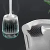 Brosse de toilette Brosse en silicone ensemble Abs noire Handle d'autocollant doux mural mural et de nettoyage de salle de bains à plancher accessoires surb