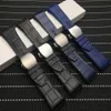 Top Quality 28mm Genuine Leather Black Blue Watchband Silicone Belt Replacement Bracelet Suitable for Fit Franck Muller Strap224z