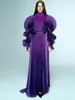 Party Dresses Fashion Dark Purple Pleated Long Prom See Thru Full Sleeves Elegant Formal Dress Modest Gowns