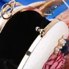 2022 Women Evening Day Dinner Bag Handmade Flowers Pearl Round Shaped Clutches Lady Handbag Wedding Purse Chain Shoulder Bags