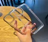 Transparent TPU -elektropläteringsknappsamtal Telefonfodral Antifall stötsäkert skydd Fall 15mm för iPhone 11 12 13 14 Pro Max B9294668