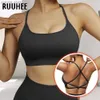 Yoga -outfits Ruuhee tanktop sport beha dames gevulde fitness spaghetti riem sport bh push up workout top voor fitness backless yoga bh y240410