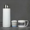 Mugs Sublimation Blank Bottle Double Wall Stainless Steel Transparent Lid Bullet Water Bottle Thermos Vaccum Flask Car Mug Coffee Cup 240410