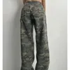 Mexzt Camouflage Cargo Pants Women Y2K Streetwear Low Rise JeansレトロワイドレッグデニムストレートズボンHaruku