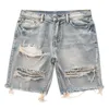 High Street Perforated Shorts for Mens Oversized distressed Ragged Edge Beggar Cowboy Split Pants Instagram 240410