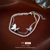 Korean Zircon Butterfly Double Layer Bracelet Instagram Style, Unique and Fashionable Style Bracelet, Simple New Versatile Handicraft for Women