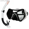 Masques de plongée Miroir de plongée en silicone de haute qualité Ensemble de tubes de respiration sec complet avec champ de plongée de champ de vision Y240410