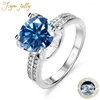 Cluster Anneaux Joycejelly S925 Anneau en argent sterling 9 mm 3CT MISSANITE DIAMOND BIJOURS