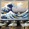 Giappone Kanagawa Wave Printing Totem Totem Wall Hanging Tapestry Bohémien Dicette di yoga Tappetino coperta Decorazione per la casa