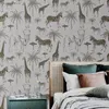 Fonds d'écran Tropical Palm Forest Animal Wallpaper Jungle Elephant Girafe Self Adhesive Contact Paper pour le film d'armoire