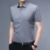 Chemises pour hommes à manches courtes Stretch Couleur continue Couleur Soft Half Shirt Business 5xl Ajustement régulier sans poche avant 240328