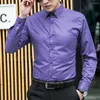 Casual shirts voor heren mannen knopen de elasticiteit met elasticiteit Rapel Formele slanke zakelijke overhemd met lange mouwen Blouse blouse top sociaal solide