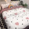 Inscrei garotas rosa coração capa de edredão de capa de capa de cama menino garoto de cama adolescente conjunto rei rainha gêmeo decoração de quarto de casa fofo kawaii