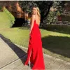 Urban Sexy Dresses 2024 Womens Ruffles Chiffon Maxi Dresses Backlesss Split Sexig Porm Dress Red Long Summer Wedding Party Dress Elegant Vestidos 240410