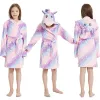 3-11Y Baby Boy Bathrobe for Children Girls Kids Robes Winter Flannel Bathrobe Warm Hood Unicorn Bath Towel Pajamas Home Clothes