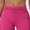 Yoga Roupfits Mulheres sem costura frontal ioga perneiras dobradas cintura elástica calças de fitness ao ar livre Treinamento alta da cintura Y240410