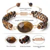 Charm Bracelets Adjustable 4mm Bead Bracelet Handmade Natural Stone Pendant Braided Rope String Thread Bangles For Women Men Yoga Wrap