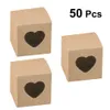 50st Square Kraft Paper Box With Window Chocolate Candy Boxes Transparent Heart Shape PVC Window Cupcake Boxes Wedding Party