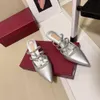 Summer Small Riveted Three-strap Pointed Sandals Fashion Designer Stiletto Sandals High-quality Leather Pure To Wear With Women Sandals With Box 35-41