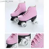 Skates à rouleaux en ligne 2020 Nouveaux rouleaux en cuir microfibre Skates homme femme chaussures de patine à extérieur 4 roues Blue Pink 34-44 Europe Taille Y240410