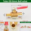 red handle small Valve 6mm 8mm 10mm 12mm 14mm Hose Barb Inline Brass Water Oil Air Gas Fuel Line Ball Valve Pipe Fittings