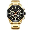 Curren Mens Watches Top Brand Big Sport Watch Men de luxe Mentes Military Steel Quartz Montres de poignet Chronograph Gold Design Male Clock 240322