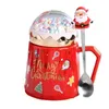 Muggar julmugggåva med lock och sked 16oz Santa Snow Globe Ceramic Cup Winter Party Gifts for Kids Friends