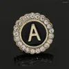 Broches 26 lettres initiales a-z broche ramionnage cristal rond corsage fashion cols épingles pour femmes et hommes bijoux de badge de sac à dos