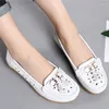 Casual Shoes 2024 Spring Women Genuine Leather Ballet Flats Cutout Slip On Summer Breathable Female Loafers WSH2842