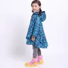 Kids Stylish Rain Poncho Waterproof Rain Jacket Coat for Girls Boys Printed Thin Cape Raincoat Hooded Rainwear