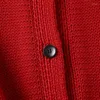 Kvinnors stickor Keyanketian 2024 Launch Red Short Knit Cardigan Spring Enkelt single breasted o-hals Lose Basic Thick tröja topp