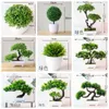 Yapay bitkiler saksı yeşil çam bonsai ağacı çim tenceresi süsleme sahte çiçekler ev masası bahçesi düğün partisi dekorasyon