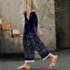 Damesbroeken Rekbaar bedrijf Casual voor vrouwen afdrukken Side knoop trendy flodderige elastische taille losse trekkoord broek