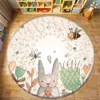 Kinderen Handafdruk Tapijt Ronde Baby Speelmat Simple Animal Rabbit Bee Patroon