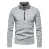 Men's Hoodies Wear Warm Long Sleeve Sweater Cotton Placket Zip Solid Colour Turtleneck Bottoming Straight Shirt Coat Man