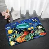 Alfombra de área moderna Mat de cocina Anti-Slip submarino Mundial de delfines absorbente Mat de baño estampado 3D Dormitorio largo Control de entrada Tapis Tapis