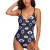 Damskie stroje kąpielowe Niebieskie oczy Swimsuit Oko obserwowanie modnego jednego kawałka druku bodysuit żeńska push up kostium kąpielowy seksowne wysoko wycięte odzież plażowa