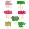 10 pezzi di carta scintillanti topper topper cocco flamingo cactus fiori topcake foglie cupcake toppers cottura arredamento di compleanno da festa di compleanno