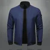 Heren Jackets Men Coat Stand Collar Zipper Jacket met zakken Solid Color Cardigan voor herfstveer zacht ademend casual regelmatig