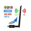 Karty 1200 Mbps bezprzewodowy adapter Wi -Fi 802.11n/g/a/ac 2.4G5G antenowa antenę wewnętrzną Ethernet adaptador Wi -Fi dla laptopów pulpit