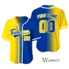Blusa feminina Camisa de beisebol personalizada Amarelo roupas esportivas de roupas respiráveis Treinando camisetas rápidas secas secas